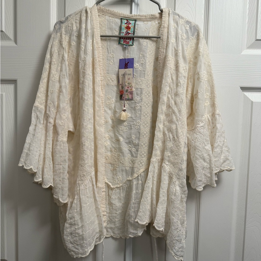 Johnny Was ruffle kimono size M NWT
